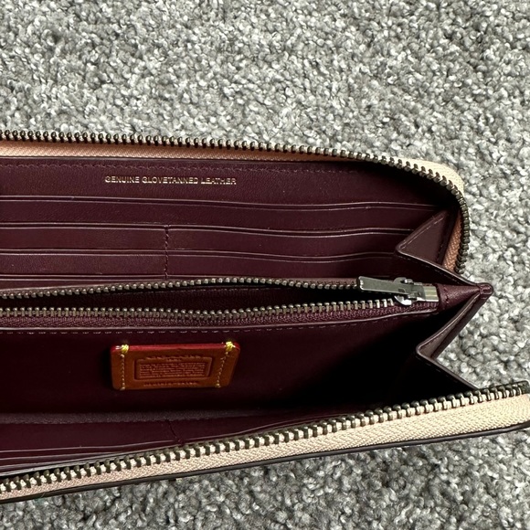 Coach Meadowlark Songbird Large Accordion Women Beading Stitching Leather Wallet - Picture 12 of 16